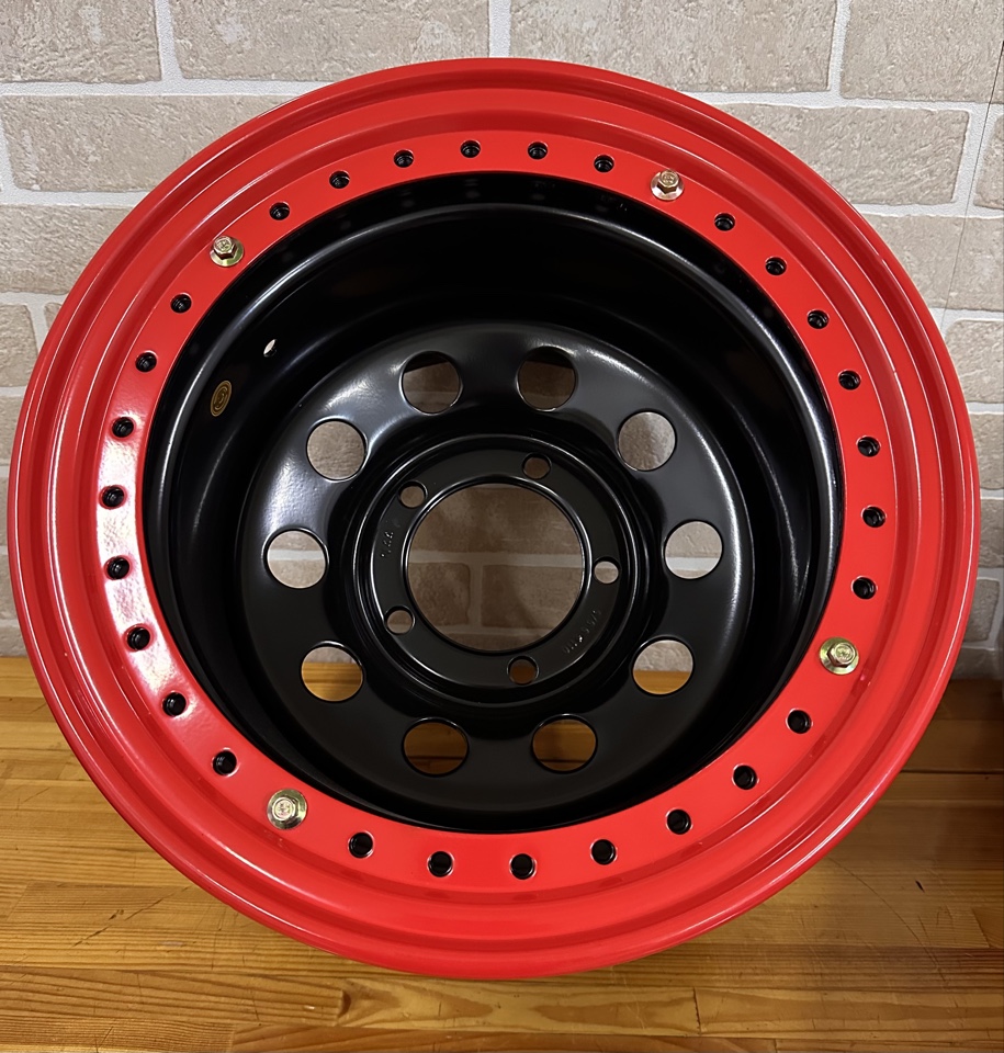 OFF-ROAD Wheels Диск усиленный УАЗ стальной черный 5x139,7 10xR15 d110 ET-44 с бедлоком (красный) уценка